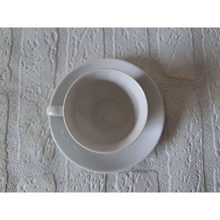 Kop en schotel met Adelaar vogel, porselein D11x67cm - handgemaakt