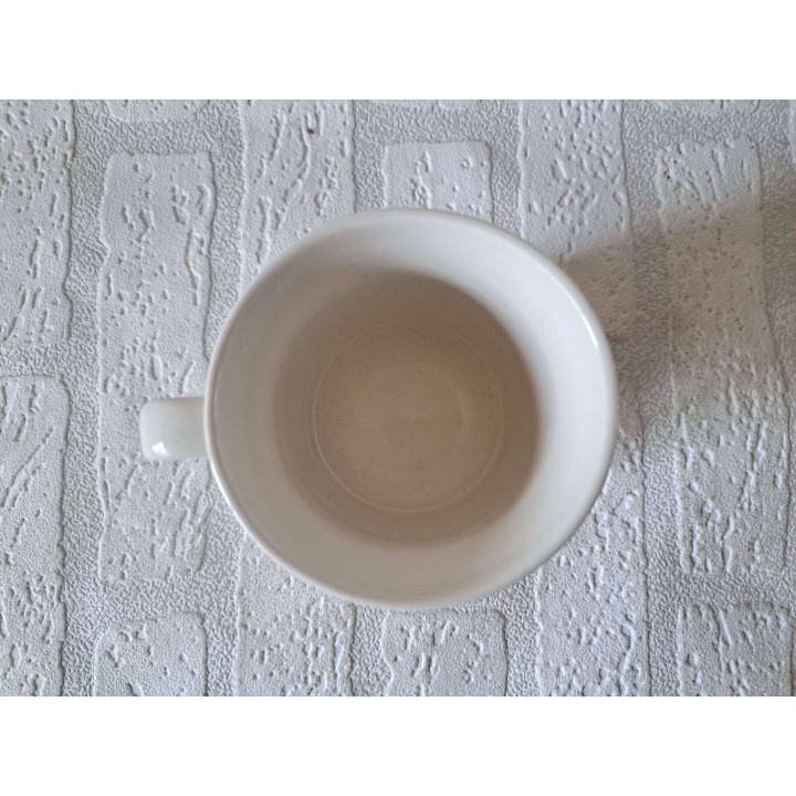 Beker mok met voet, Ezel met mand, Porselein D8xH10cm - handgemaakt