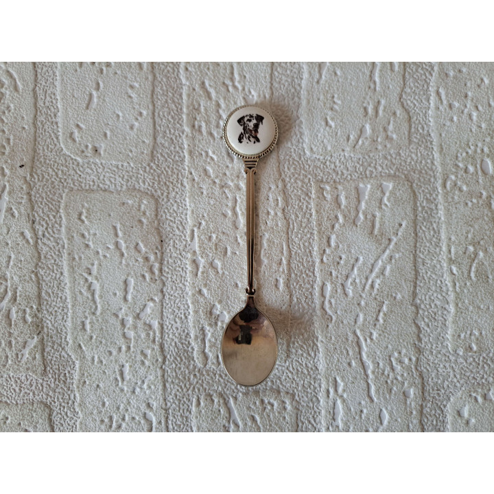 Theelepeltje met Dalmatier hond, metaal - porselein 2x11.5cm  - Verzamelobject