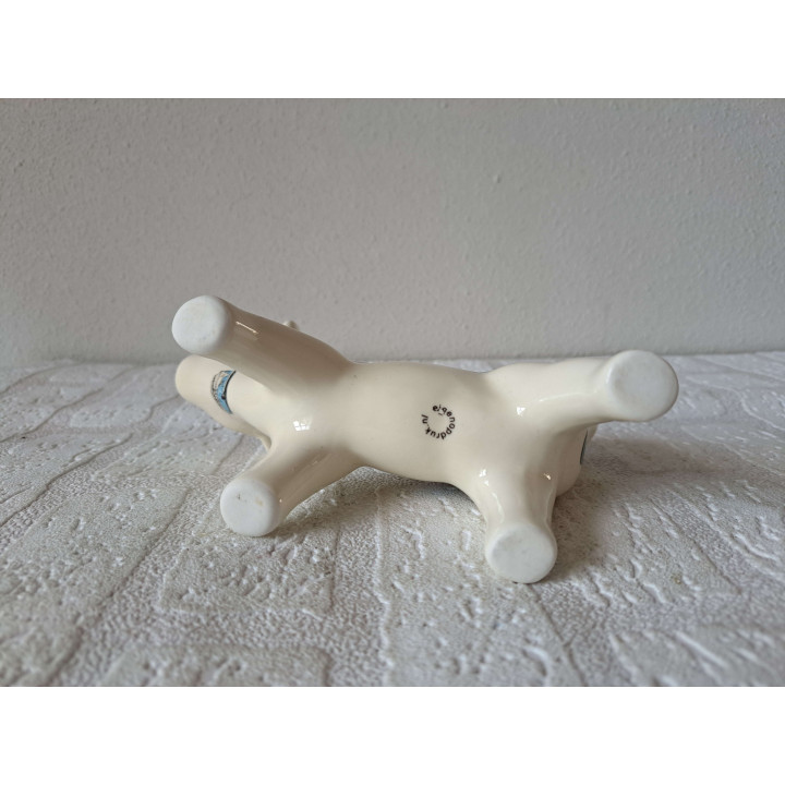 Melkkan koe met Volkswagen bus, porselein 18x7x10cm bw - handgemaakt