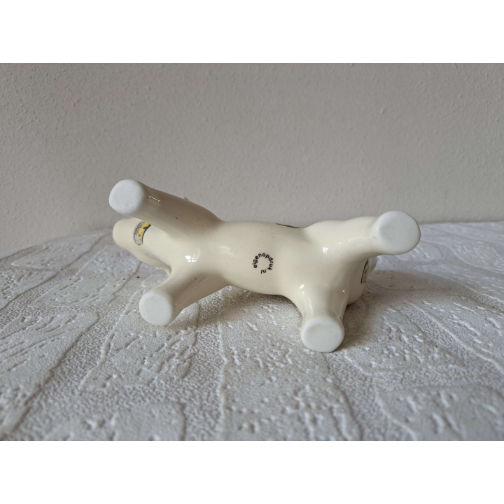 Melkkan koe met Volkswagen bus, porselein 18x7x10cm bw - handgemaakt