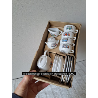 Kinderservies met Volkswagen bussen, porselein 26x15x10.5cm