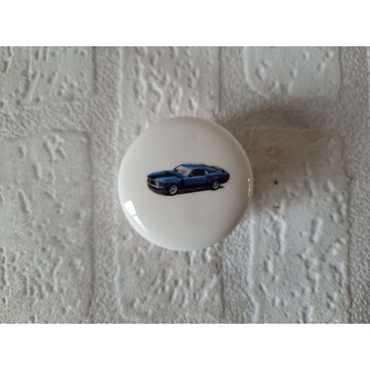 Pillendoosje Ford Mustang Boss 302, porselein D4.5xH2.5cm - handgemaakt