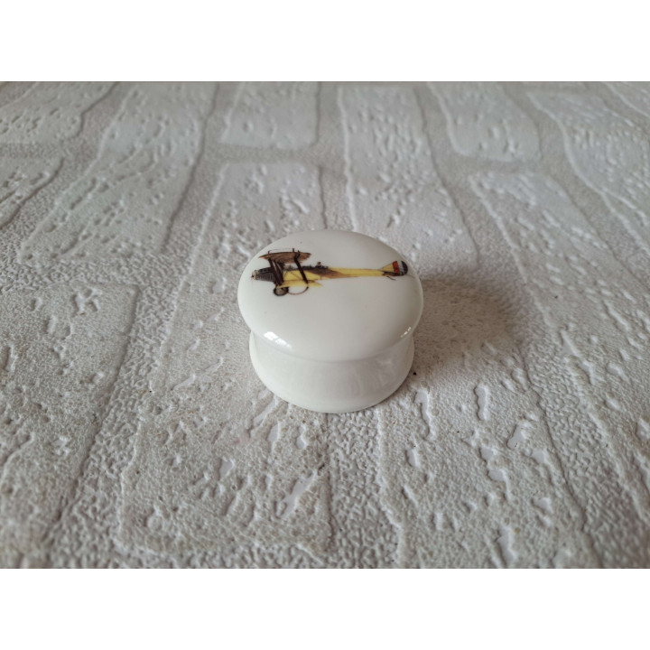 Pillendoosje Curtiss JN-4D vliegtuig2, porselein D4.5xH2.5cm - handgemaakt