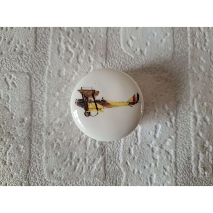 Pillendoosje Curtiss JN-4D vliegtuig2, porselein D4.5xH2.5cm - handgemaakt