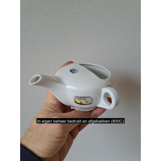 Melkkan met Volkswagen bussen, porselein 14x12x8cm