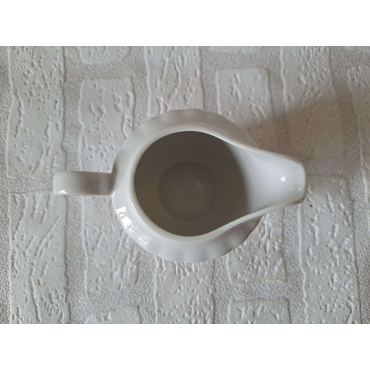 Melkkan met oranje Volkswagen bus, porselein 12x7.5x9cm - handgemaakt