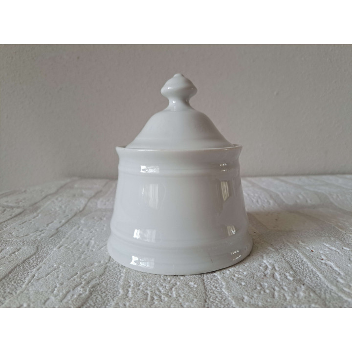 Suikerpotje met gele Volkswagen bus, porselein D10xH12cm - handgemaakt