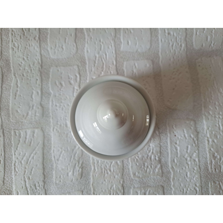 Suikerpotje met gele Volkswagen bus, porselein D10xH12cm - handgemaakt