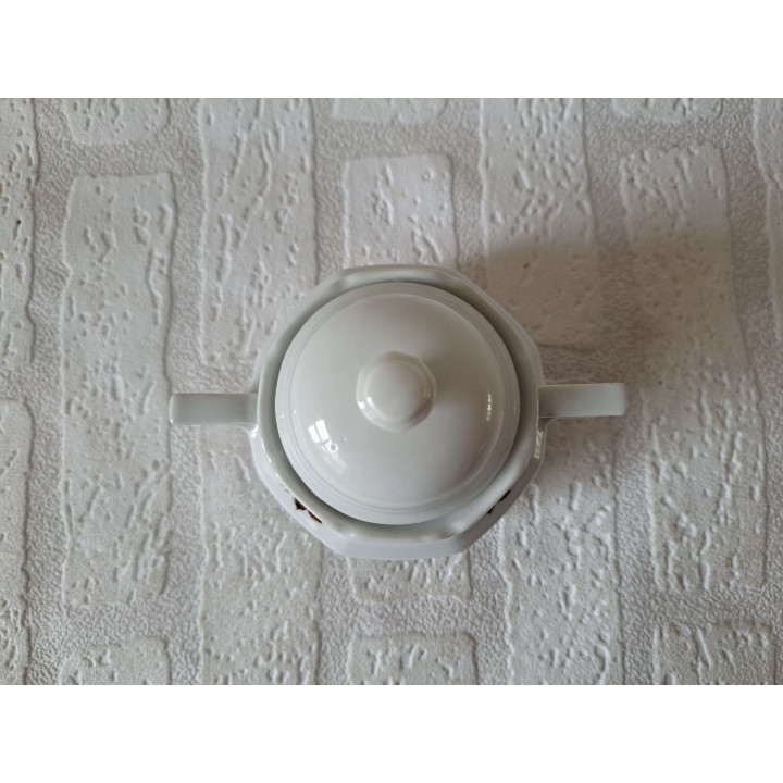 Suikerpotje met bloemmotief, porselein 12x9.5x10cm - handgemaakt