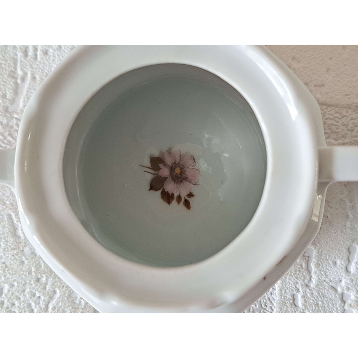 Suikerpotje met bloemmotief, porselein 12x9.5x10cm - handgemaakt