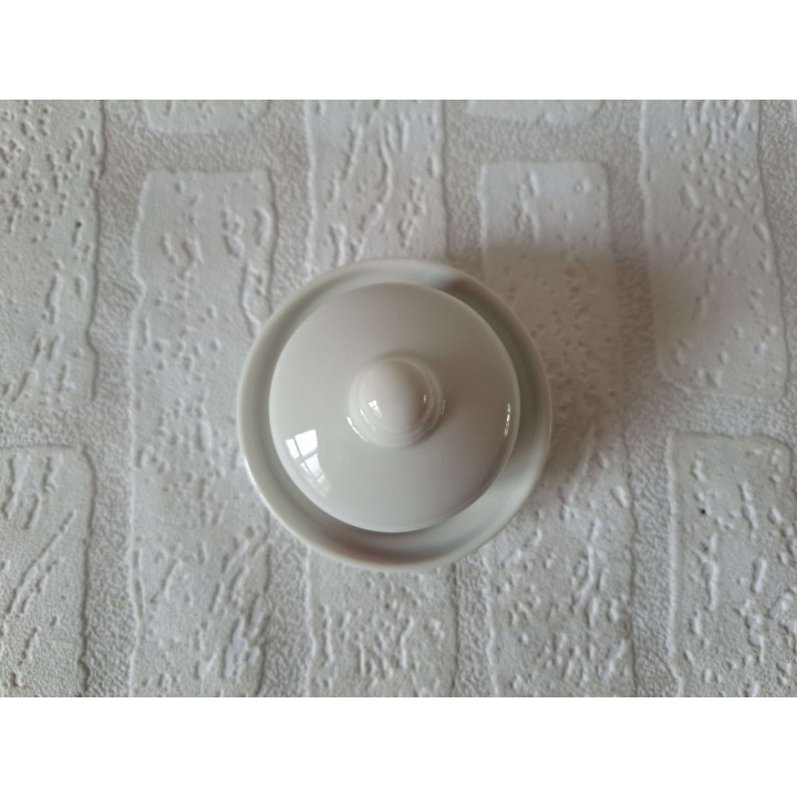 Botervlootje met oranje Volkswagen bus, porselein D8.5xH7cm - handgemaakt