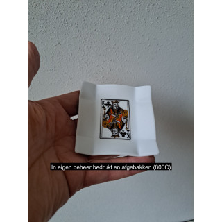 Amuse schaaltje met Koning speelkaart, porselein 8x8x1.5cm