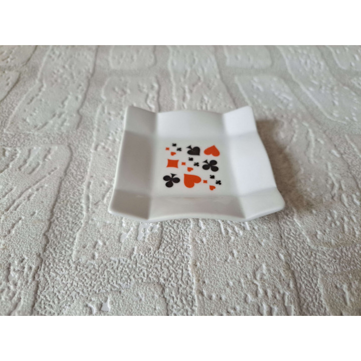 Amuse schaaltje, Speelkaarten symbolen, porselein 8x8x1.5cm - handgemaakt
