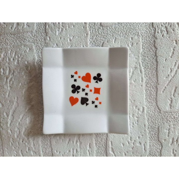 Amuse schaaltje, Speelkaarten symbolen, porselein 8x8x1.5cm - handgemaakt