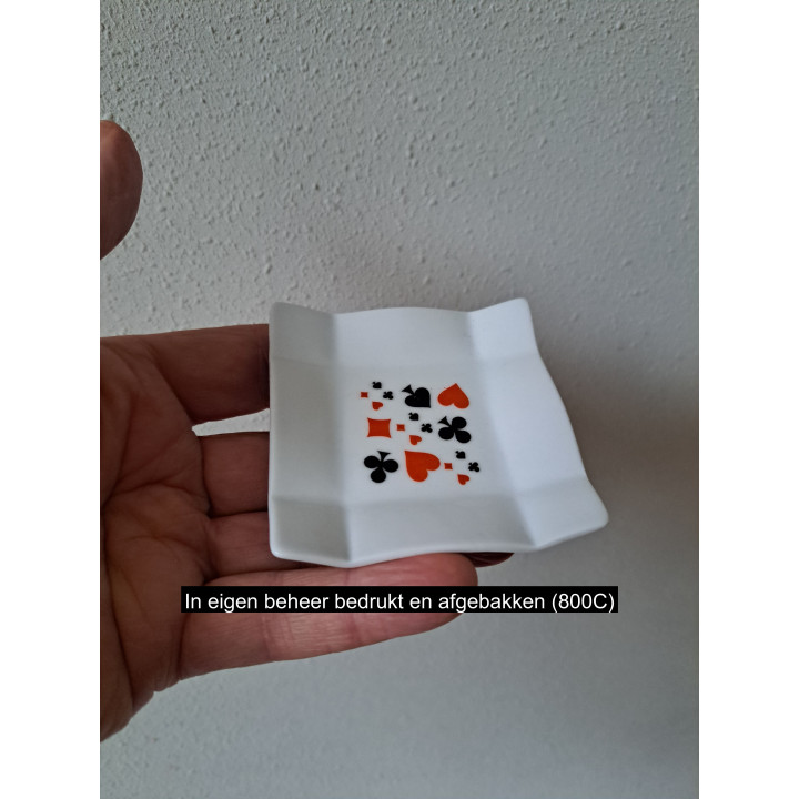 Amuse schaaltje, Speelkaarten symbolen, porselein 8x8x1.5cm