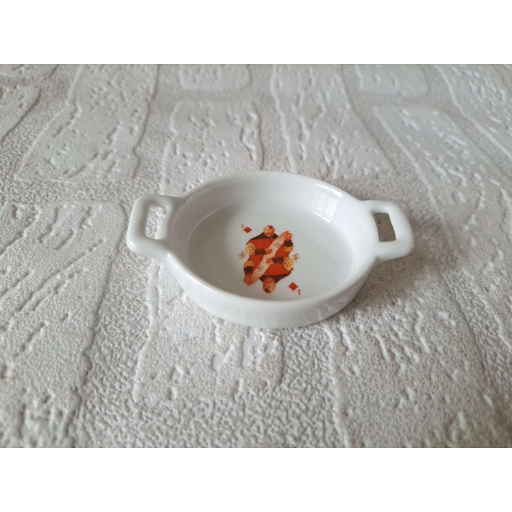 Amuseschaaltje, Ruiten Joker speelkaart, Porselein 8.5x6x2cm - handgemaakt