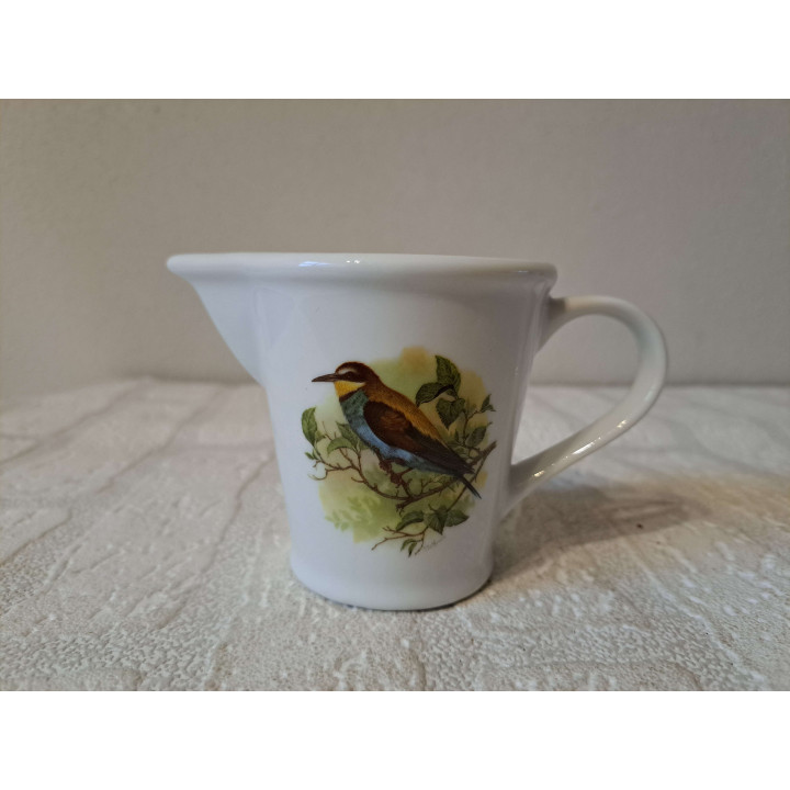 Maatbeker 200ml met bijeneter vogel, porselein 13x7.5x8.5cm - handgemaakt