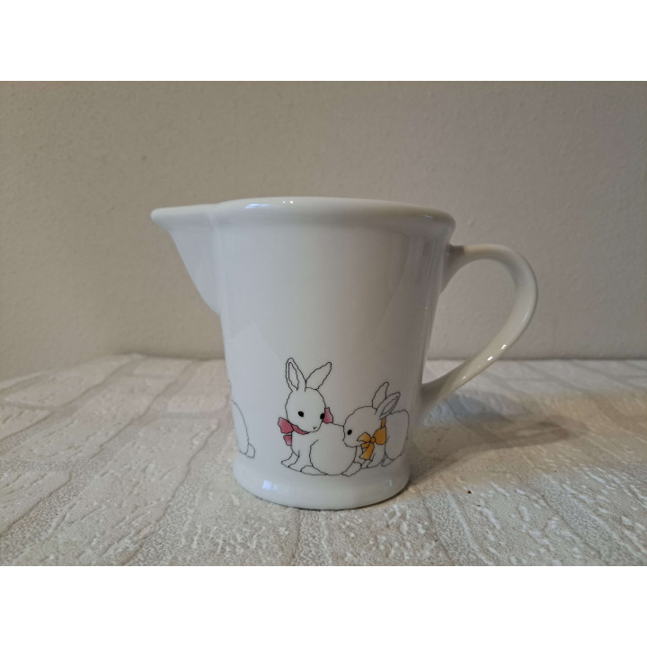 Maatbeker 600ml met konijnen, porselein 18.5x10.5x12.5cm - handgemaakt