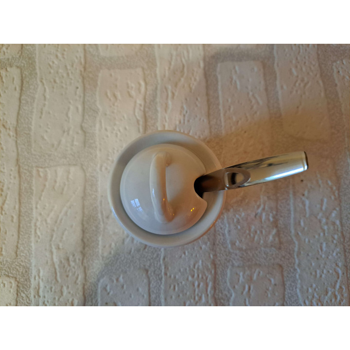 Suikerpot met lepel Toekan vogel, porselein D7xH10cm - handgemaakt