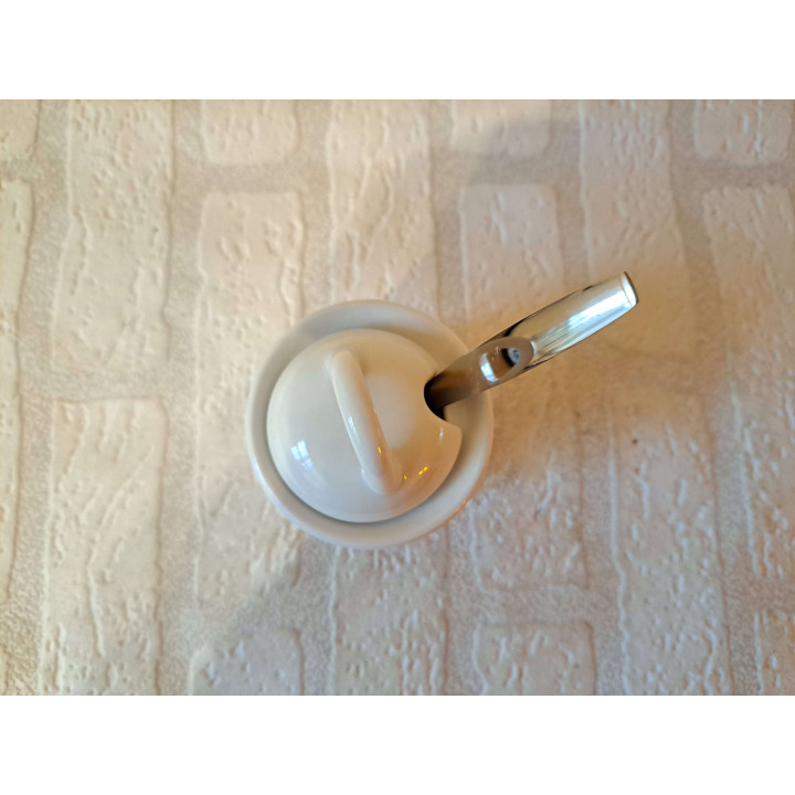 Suikerpot Lepel Patrijs Vogel Porselein D7xH10cm - Natuurlijk