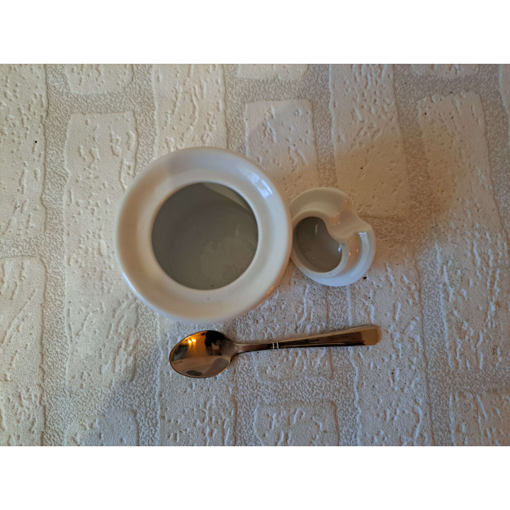 Suikerpot met lepel met Chihuahua hond, porselein D7xH10cm - handgemaakt