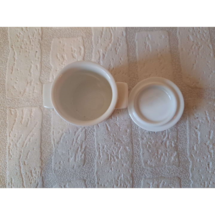 Suikerpotje met konijnen, porselein D7xH8cm - handgemaakt