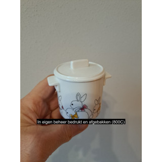 Suikerpotje met konijnen, porselein D7xH8cm