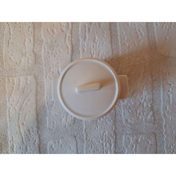 Suikerpotje met Volkswagen bus foto, porselein D7xH8cm - handgemaakt