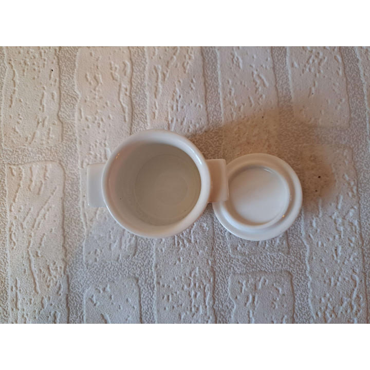 Suikerpotje met Volkswagen bus foto, porselein D7xH8cm - handgemaakt