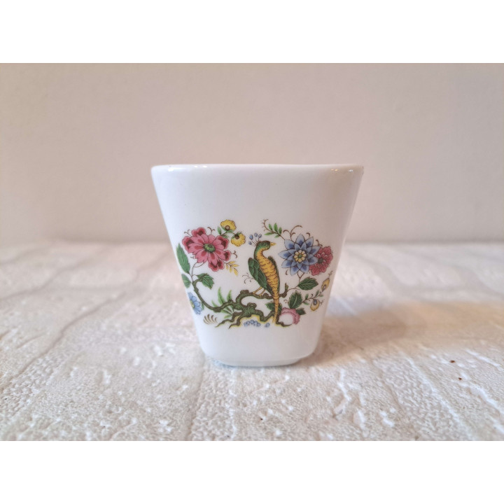 Bloempotje met Paradijsvogel, porselein 6x6x6cm - handgemaakt