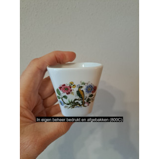 Bloempotje met Paradijsvogel, porselein 6x6x6cm