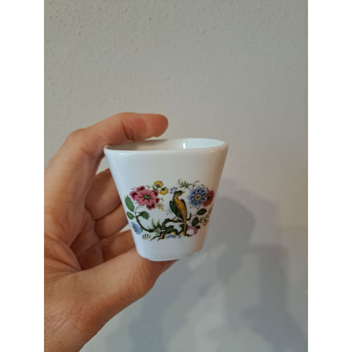 Bloempotje met Paradijsvogel, porselein 6x6x6cm - handgemaakt