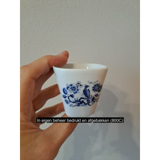 Bloempotje met Delfsblauw Paradijsvogel, porselein 6x6x6cm