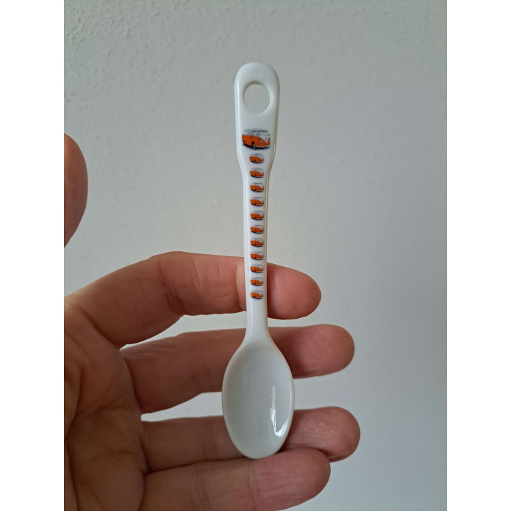 Theelepeltje rood Volkswagen bus, porselein 13x2.5x1.5cm - Verzamelobject