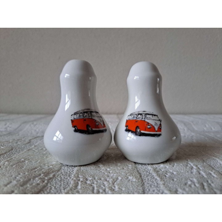 Volkswagen bus peper en zoutstel porselein D5.5xH8cm oe - peper en zoutstellen