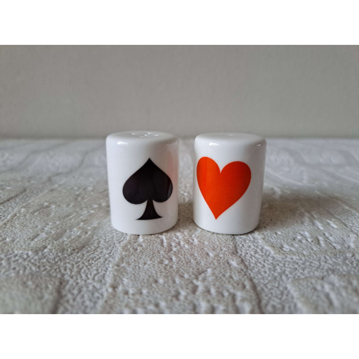 Playing Card Salt Pepper Set Porcelain D2.5cm