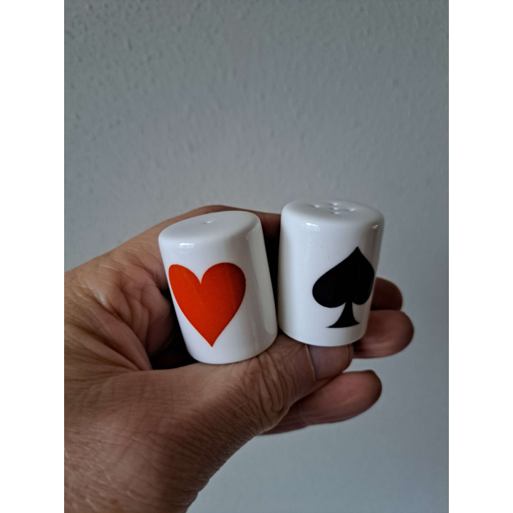 Playing Card Salt Pepper Set Porcelain D2.5cm