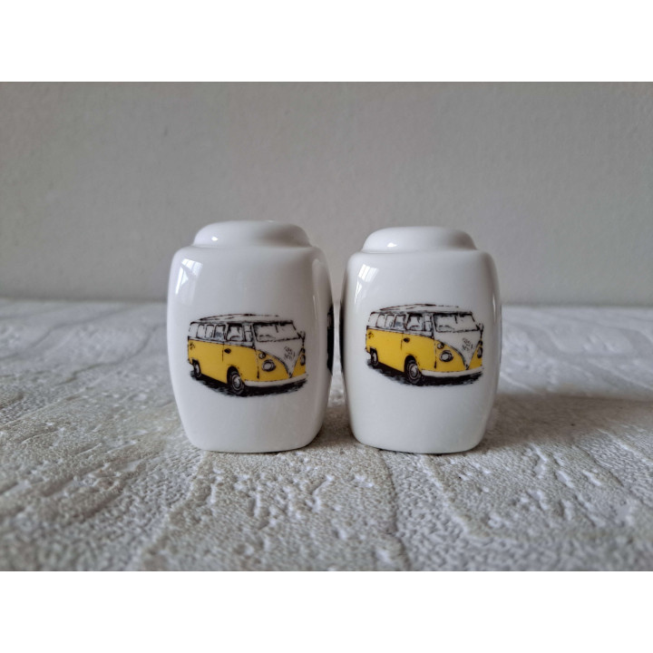 Volkswagen bussen peper en zoutstel, porselein 3.5x3.5x5.5cm - peper en zoutstellen