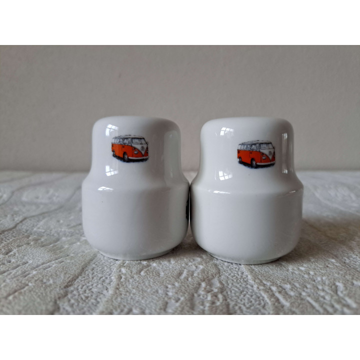 VW Bussen Peper Zoutstel Porselein D4.5xH6cm - Kleurrijk