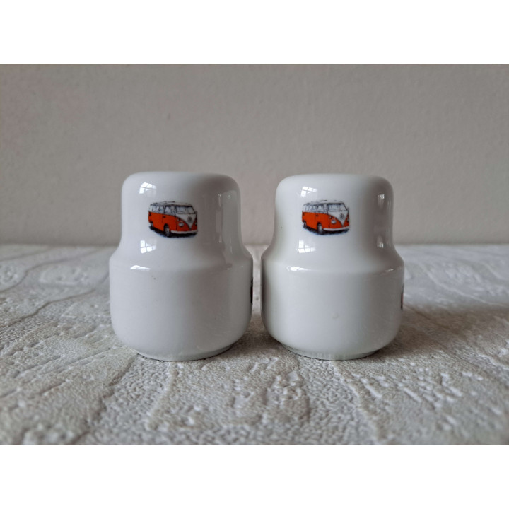 VW Bussen Peper Zoutstel Porselein D4.5xH6cm - Kleurrijk