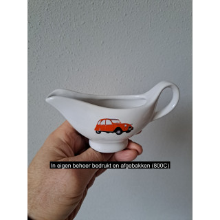 Melkkan met Citroen 2CV, porselein 14x5.5x8cm