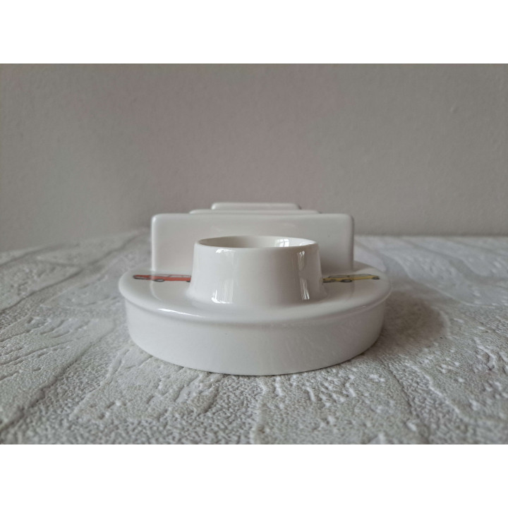 Eierdopje, toasthouder Mini Cooper 1956, porselein D11.5xH5cm - handgemaakt