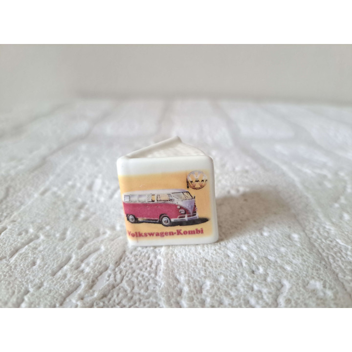 Boekje met Volkswagen combi bus, porselein 2.5x2.5x2.5cm - handgemaakt