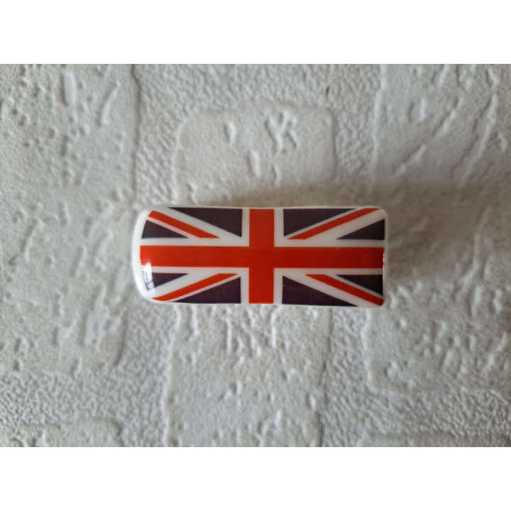 Volkswagen bus Engelse vlag, porselein 6x2.5x2.5cm - handgemaakt