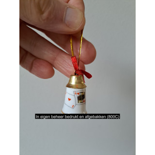 Kerstbal vingerhoedje met speelkaarten, porselein D2.5xH4cm