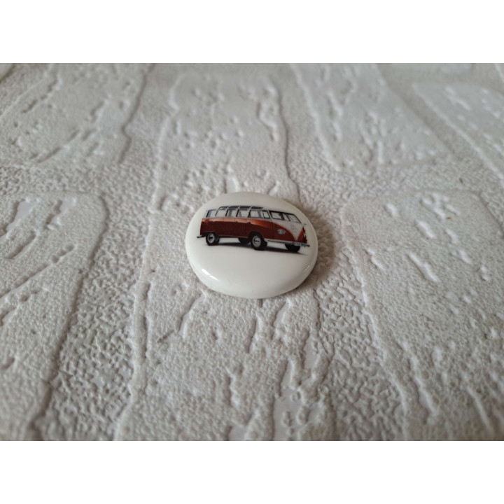 Volkswagen combi bus keukenmagneet, rond porselein D3xH0.5cm - keukenmagneten