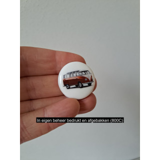 Volkswagen combi bus keukenmagneet, rond porselein D3xH0.5cm