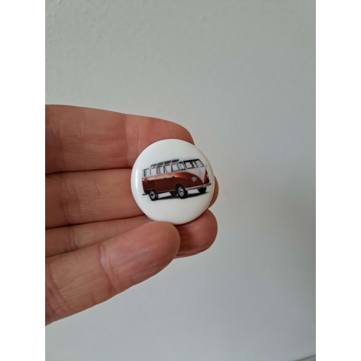 VW Combi Bus Round Fridge Magnet Porcelain