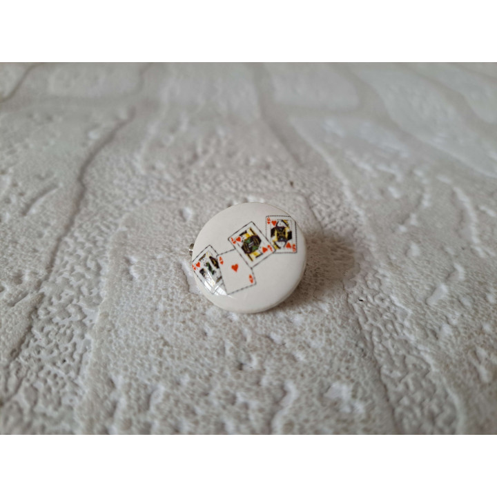 Speldje met speelkaarten, porselein D2xH0.5cm - keukenmagneten